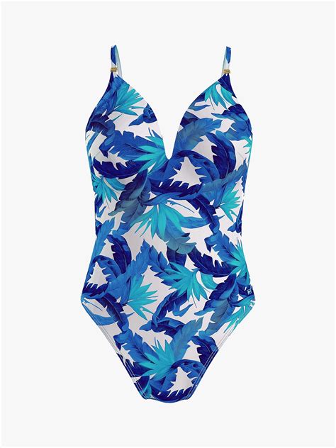 Tommy Hilfiger Tropical Print Swimsuit Prism Blue At John Lewis And Partners