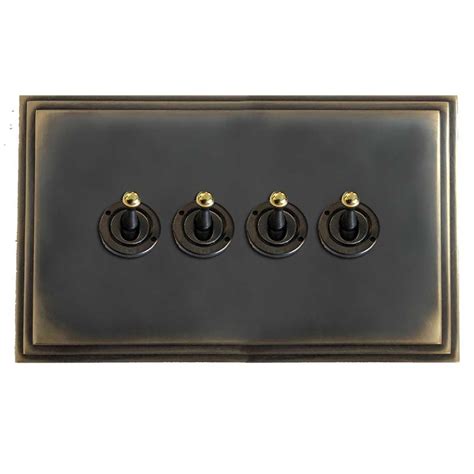 Edwardian Dolly Switch 4 Gang Dark Antique Relief Broughtons Lighting