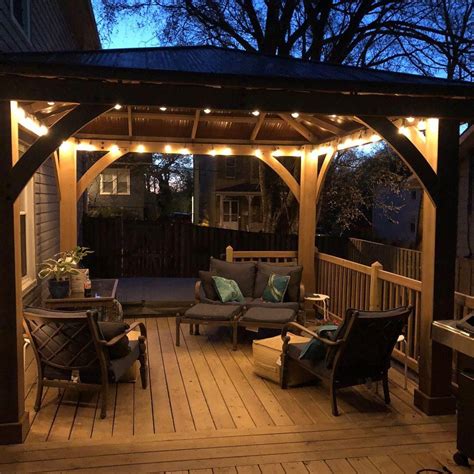 New Costco Yardistry Gazebo On Our New Deck With Led Outdoor Lights