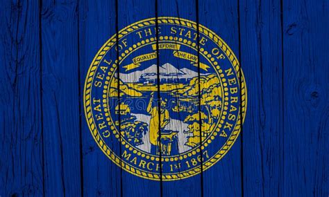 Nebraska State Flag Over Wood Planks Stock Image Image Of Insignia