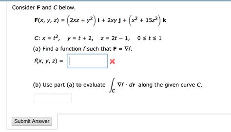 solved consider f and c below f x y z 2xz y 2 i