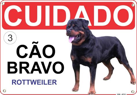 Placa Cuidado Cão Bravo Rottweiler 20x30 Rt03 Mercado Livre
