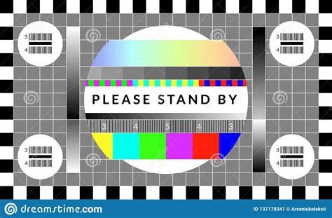 Retro Tv Test Screen Old Calibration Chip Chart Pattern Stock Vector