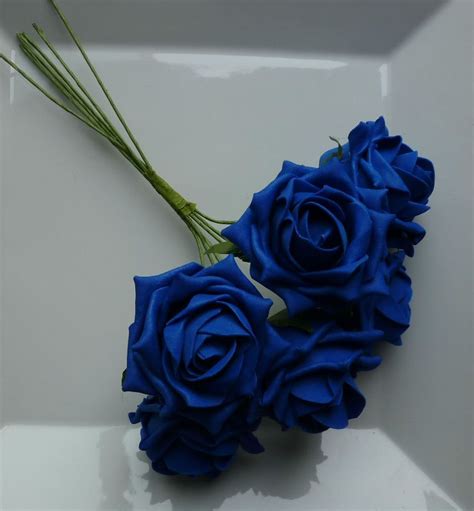 36 Colourfast Royal Blue Foam Roses Artificial Wedding Flowers
