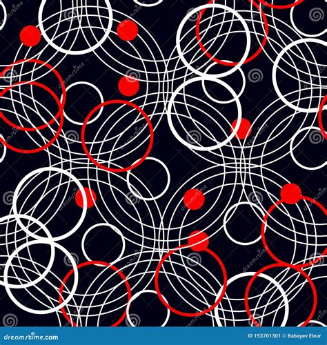 Seamless Rings Retro Pattern 1960s Style Red Black White