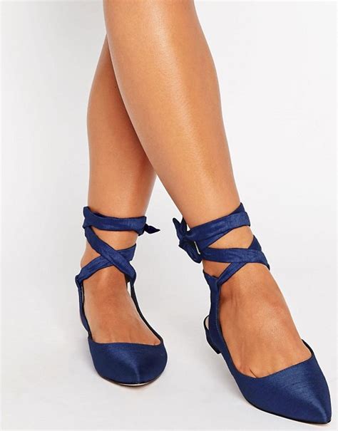 Asos Linguini Lace Up Pointed Ballet Flats Asos
