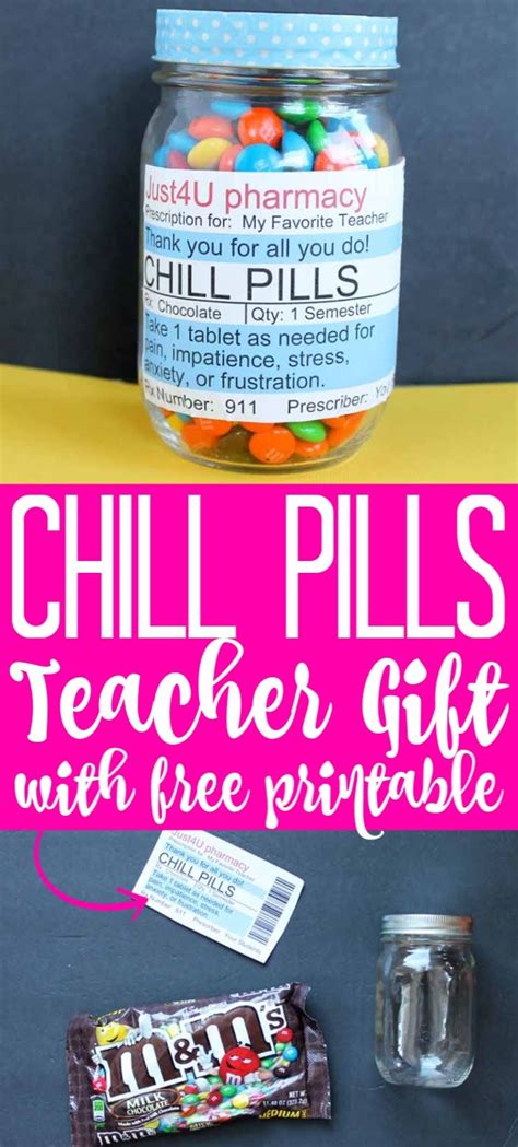 Chill Pill Label For A Teacher Thank You T Teacher Ts Thank