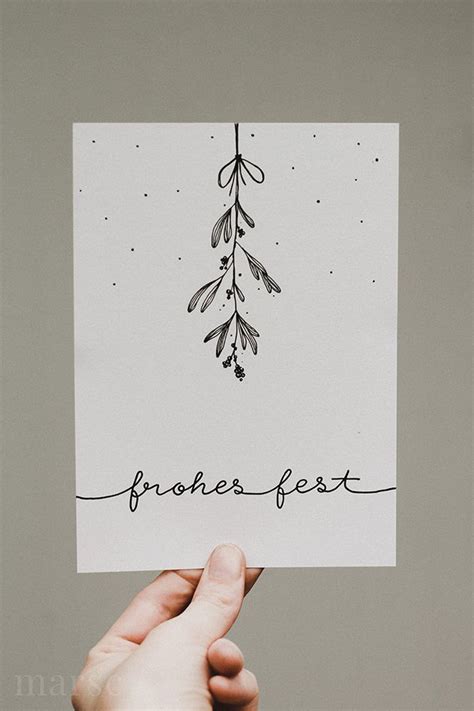Diy Christmas Card Frohes Fest Mistletoe Handlettering