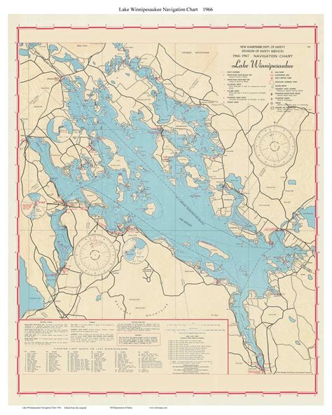 Lake Winnipesaukee New Hampshire 1966 Old Map Reprint Old Maps