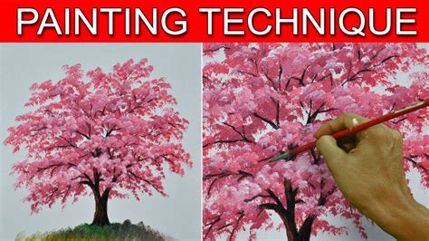 How To Paint A Cherry Tree In Basic Step By Step Easy Acrylic Painting
