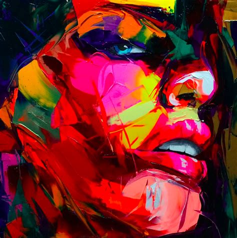 Francoise Nielly Picdit Abstract Portrait Face Oil Painting