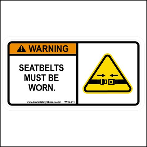 warning seat belts must be worn sticker safety stickers