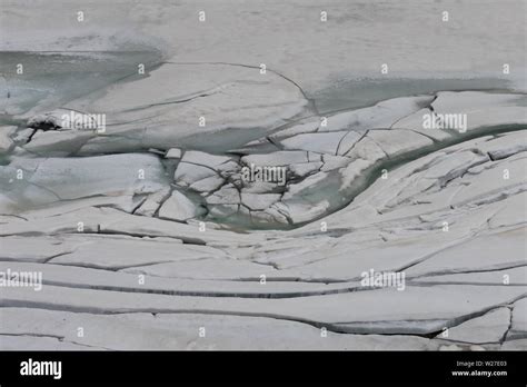 Cracked Ice At A Frozen Lake Stock Photo Alamy