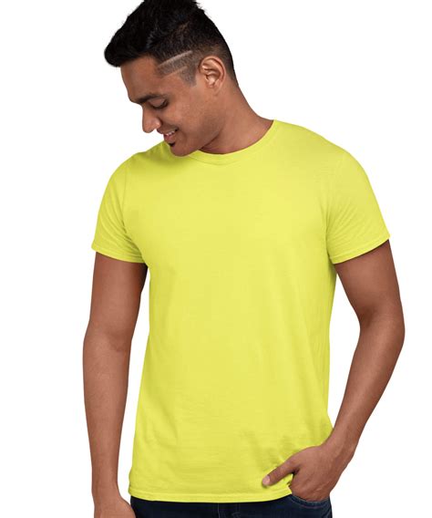 Medlle Solid New Yellow Mens T Shirt Regular Fit Elegant Cotton Tee