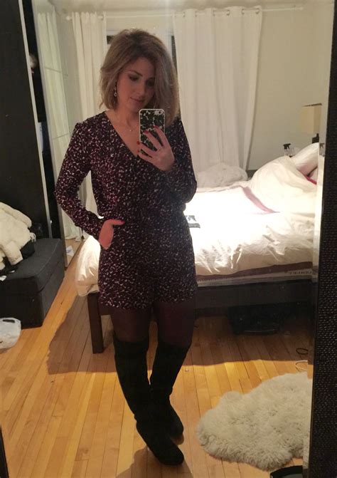 How To Wear A Romper In The Winter Dark Tights And Knee High Boots