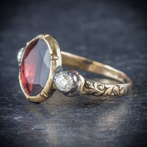 Antique Georgian Garnet Ring 18ct Gold Circa 1800 Antique Jewellery