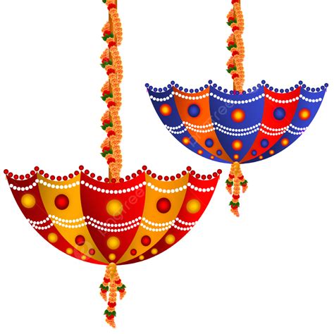 Indian Wedding Red And Yellow Color Decorative Hanging Umbrella Vector