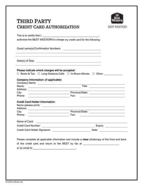 There are instances when a guest. Download Best Western Credit Card Authorization Form ...