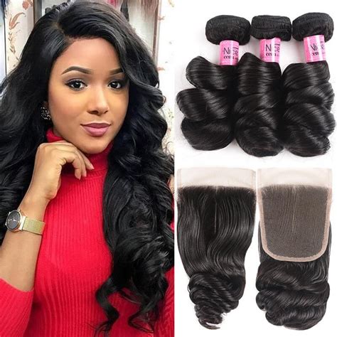 Unice Hair Icenu Series 3 Bundles Loose Wave Hair And Closure 100 Virgin Human Hair