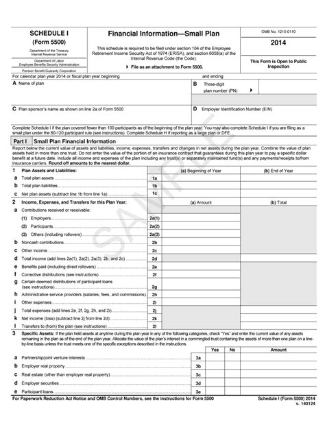 2014 Form Dol 5500 Schedule I Fill Online Printable Fillable Blank