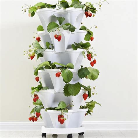 Plastic Stackable Strawberry Herb Flower Vegetable Planter Vertical