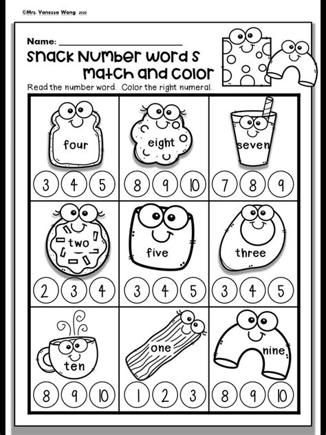 Kindergarten Math Worksheets Numbers 1 10 Number Words Distance
