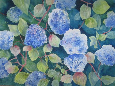 Blue Hydrangea Painting By Marilyn Clement Pixels