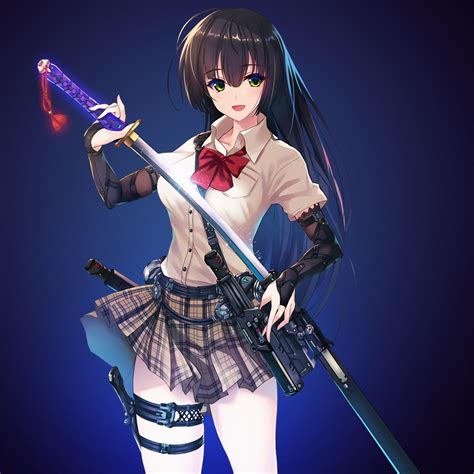 Anime Girl With Gun And Sword
