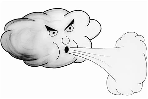 Drawing Of A Cloud Blowing A Strong Wind Stock Illustration Download