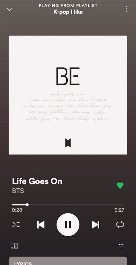 Bts Album Be Song Life Goes On Stream On Spotify Now In Bts