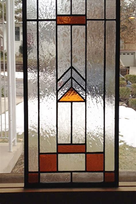 Stained Glass Window Panelprairie School Style Sidelight Etsy