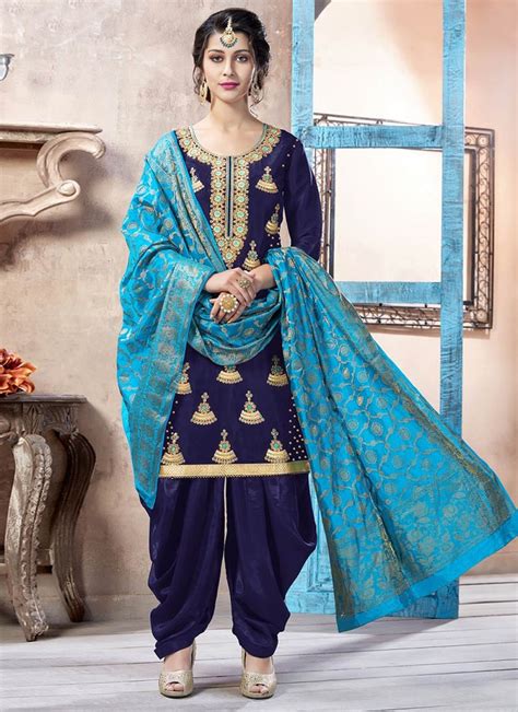 Buy Turquoise Punjabi Suit In Stock