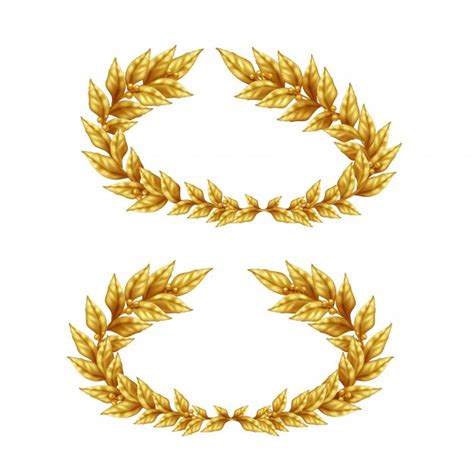 Free Vector Two Vintage Golden Laurel Wreaths Isolated On White