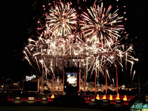 Fireworks At Kauffman Stadium Photograph By Alan Hutchins Pixels