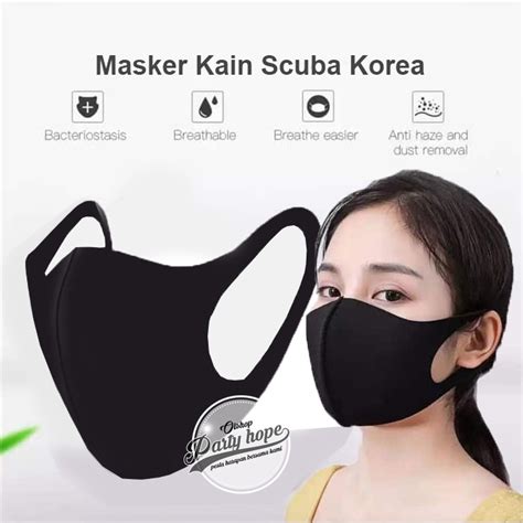 Jual Masker Scuba Hitam Masker Korea Kain Scuba Masker Anti Debu Bakteri Masker Earloop