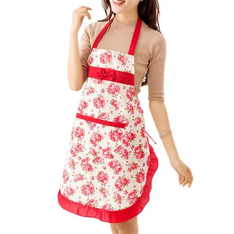 Hot Women Lady Dress Restaurant Home Kitchen Cooking Cotton Apron Bib Floral Pattern In Aprons
