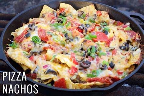 These nachos are super easy to make, taste amazing, and are super cheesy! Campfire Pizza Nachos Recipes | Camping Recipes
