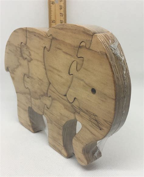 Elephant Scroll Saw Puzzle Handmade 5 Pieces Stained Etsyde
