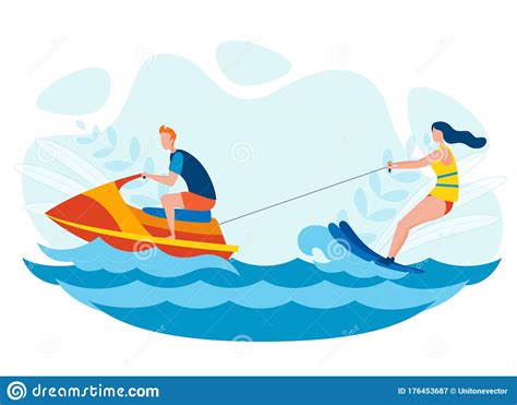 Water Skiing Entertainment Vector Illustration Stock Vector