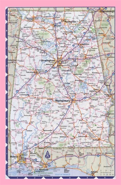 Alabama Transportation And Physical Map Large Printable Whatsanswer