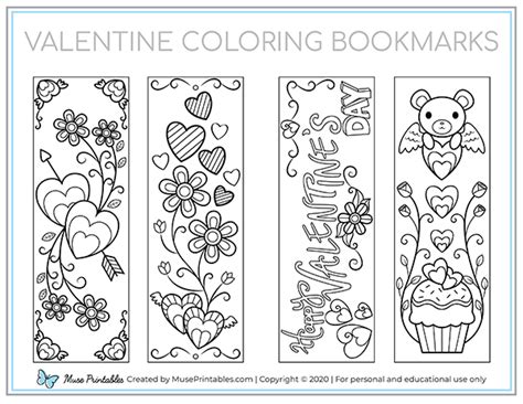 Printable Valentine Coloring Bookmarks