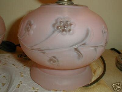 Pair Of S Frosted Pink Glass Boudoir Lamps