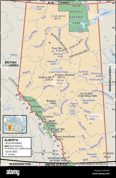 Physical Map Of Alberta Stock Photo Alamy