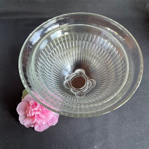 2 Hazel Atlas Aurora Nesting Bowls Ribbed 1940 Clear Glass Dish Etsy