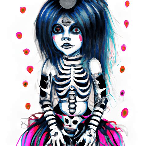 Goth Punk Girl Skeleton Digital Graphic · Creative Fabrica