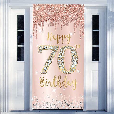 Buy 70th Birthday Door Banner Decorations For Women Pink Rose Gold