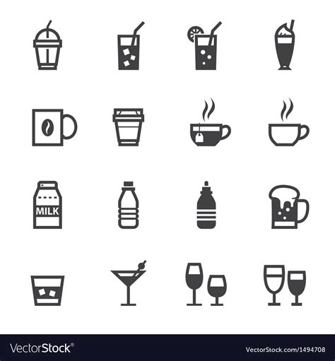 Drink Icons And Beverages Royalty Free Vector Image