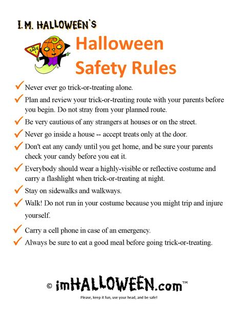Printable Halloween Safety Rules