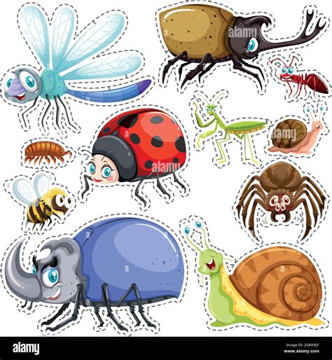 Sticker Set Of Many Insects Stock Vector Image And Art Alamy