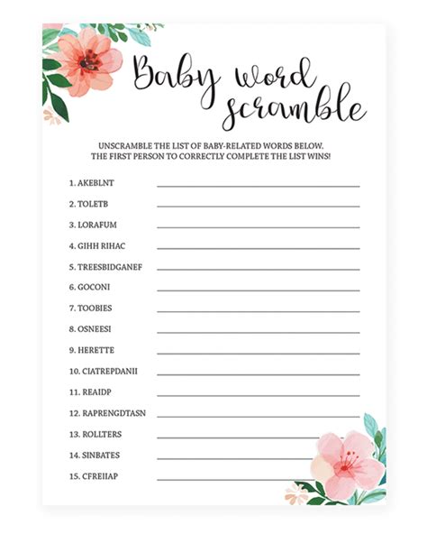 36 Adorable Baby Shower Word Scrambles Kitty Baby Love